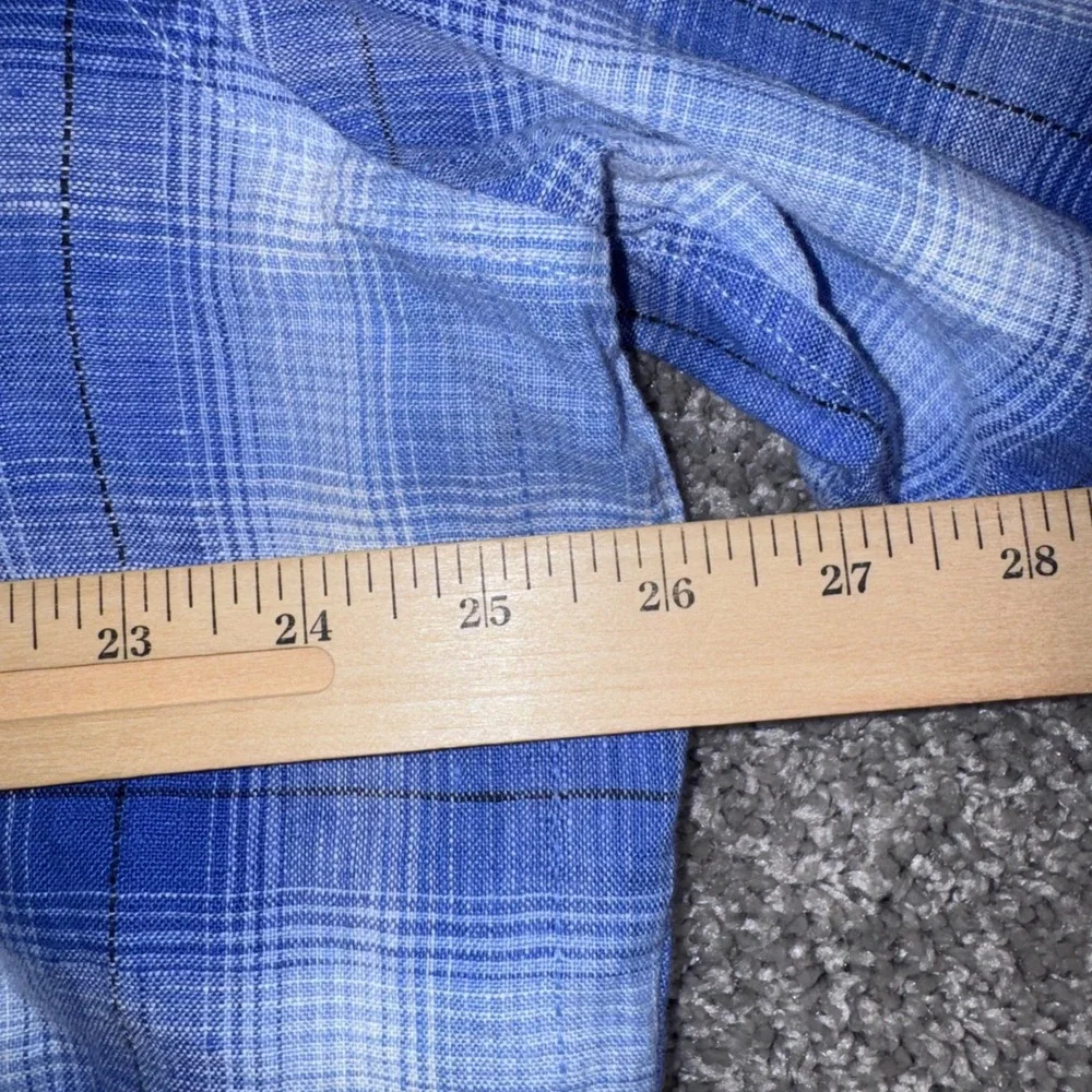 Gap Linen Plaid Button Down Shirt Mens Long Sleeve Blue XXL NEW